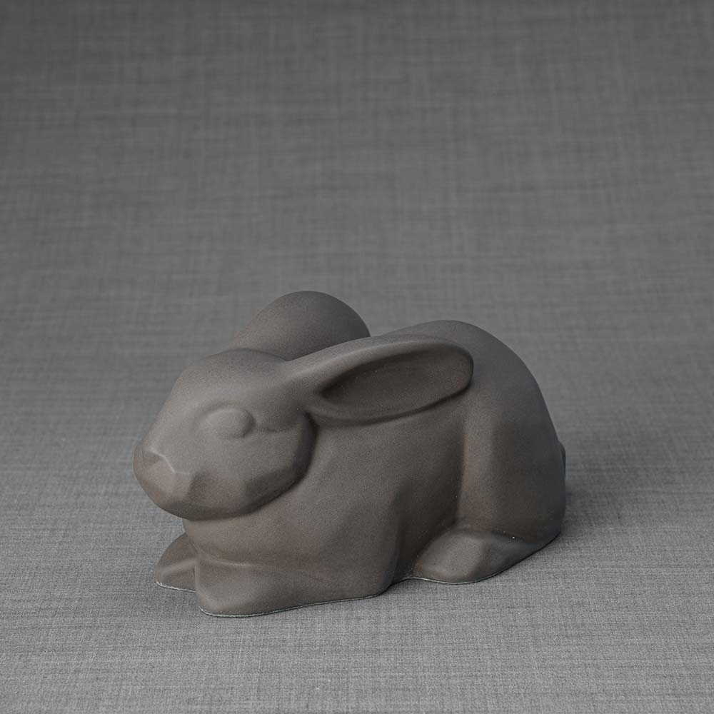 Rabbit Urn For Ashes Matte Grey Front Left