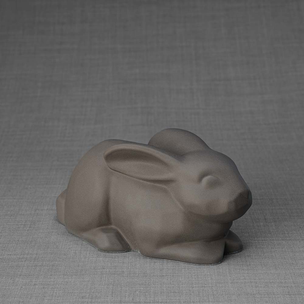 Rabbit Urn For Ashes Matte Grey Front Right