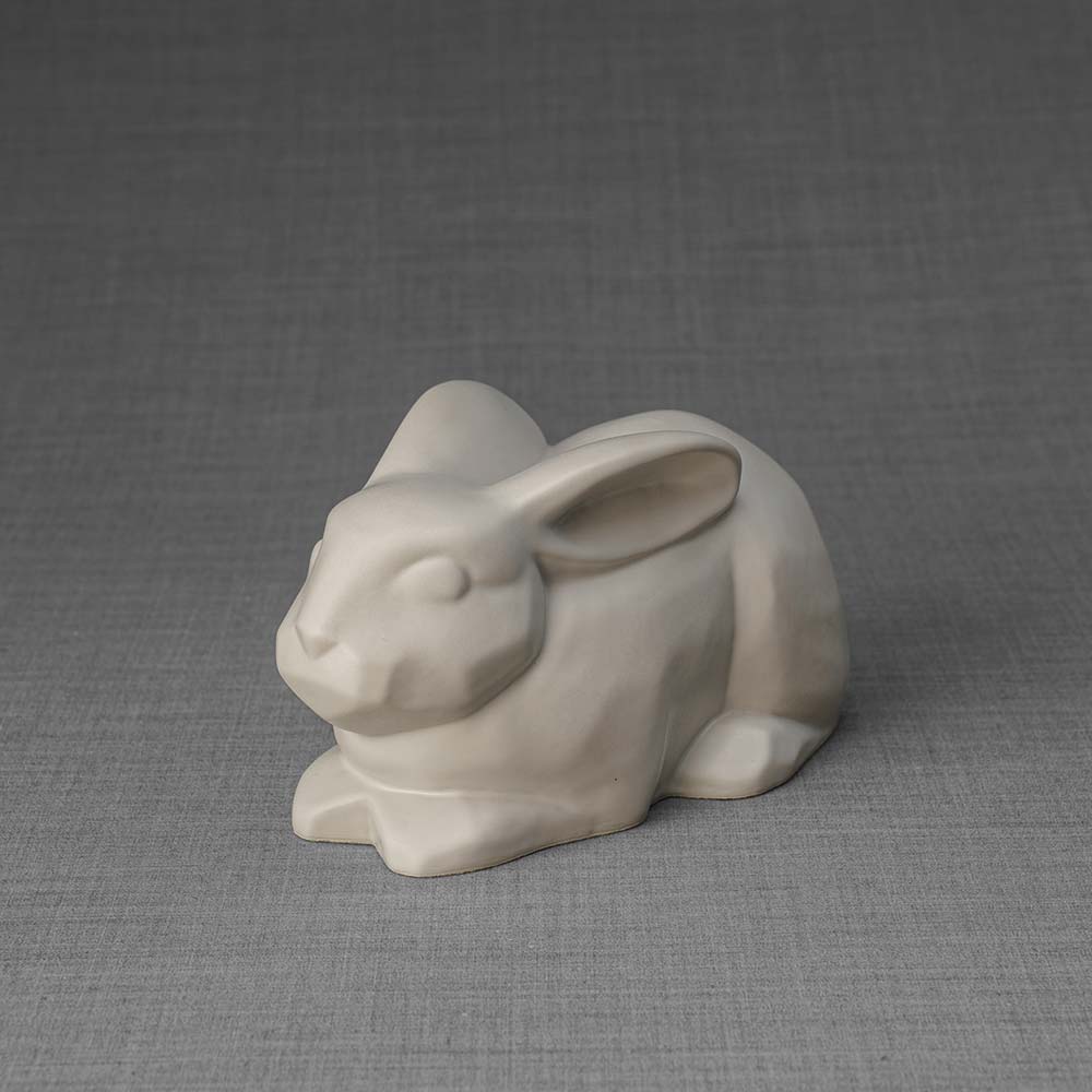 Rabbit Urn For Ashes Matte White Front Left