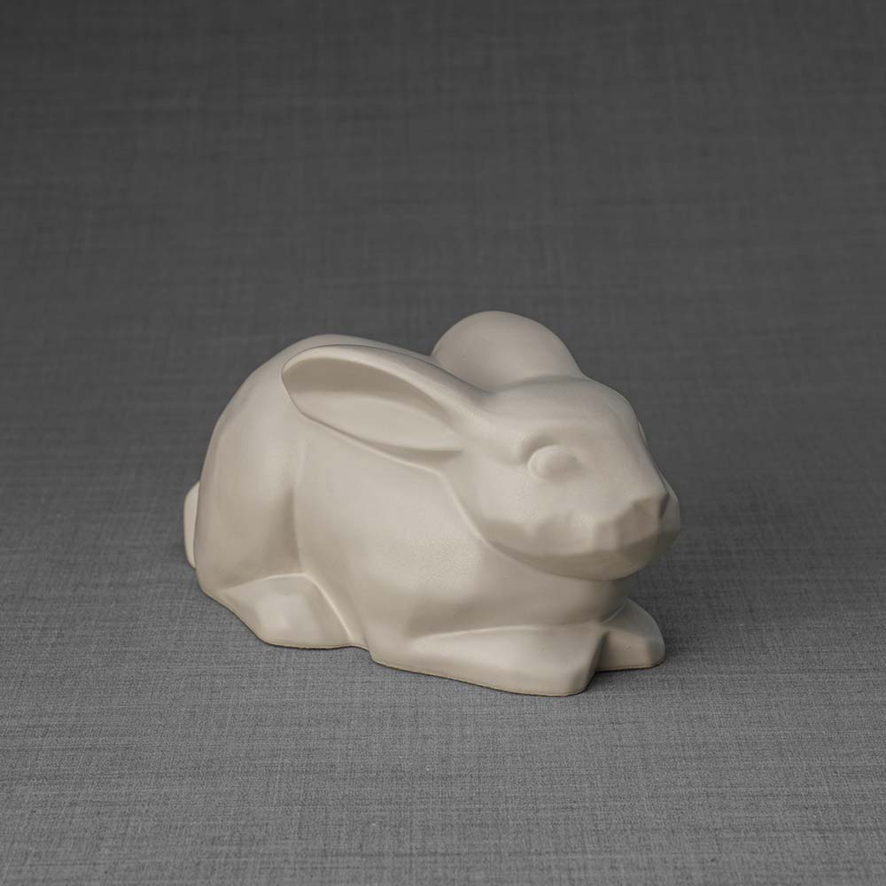 Rabbit Urn For Ashes Matte White Front Right