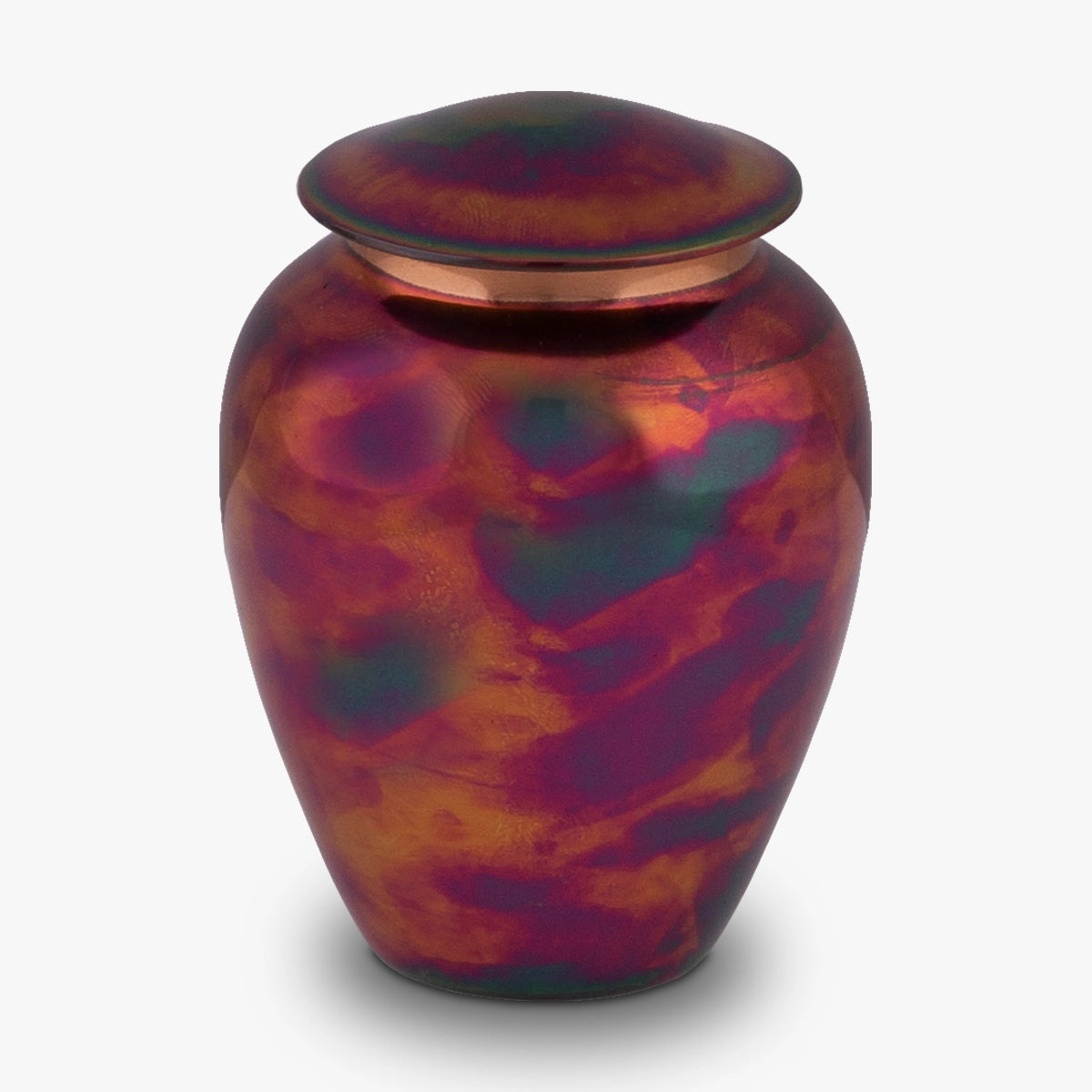 raku metal keepsake urn for ashes in multicolour