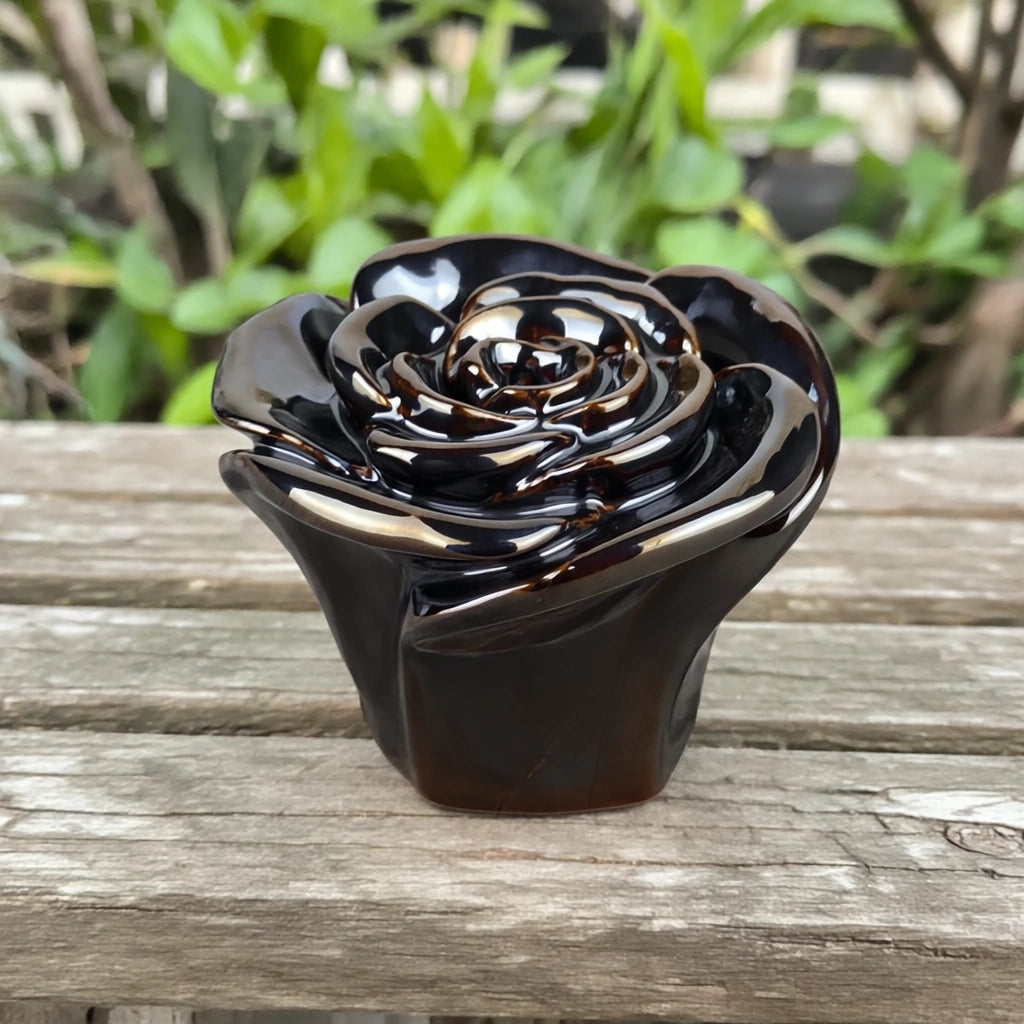 Rose Keepsake Urn for Ashes in Black