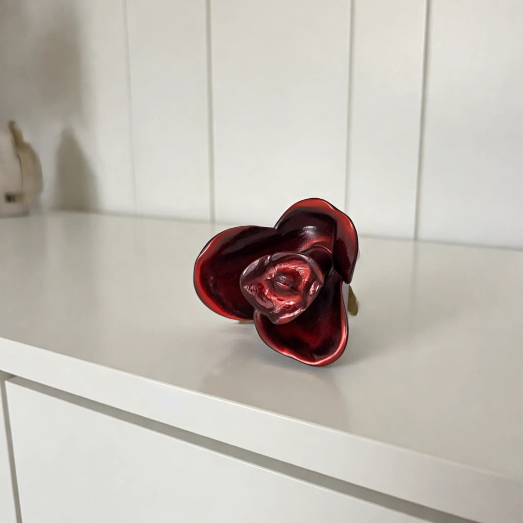 Rose Keepsake Urn for Ashes in Red and Bronze