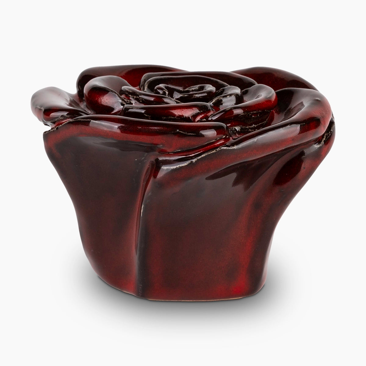 rose keepsake urn for ashes in red side view