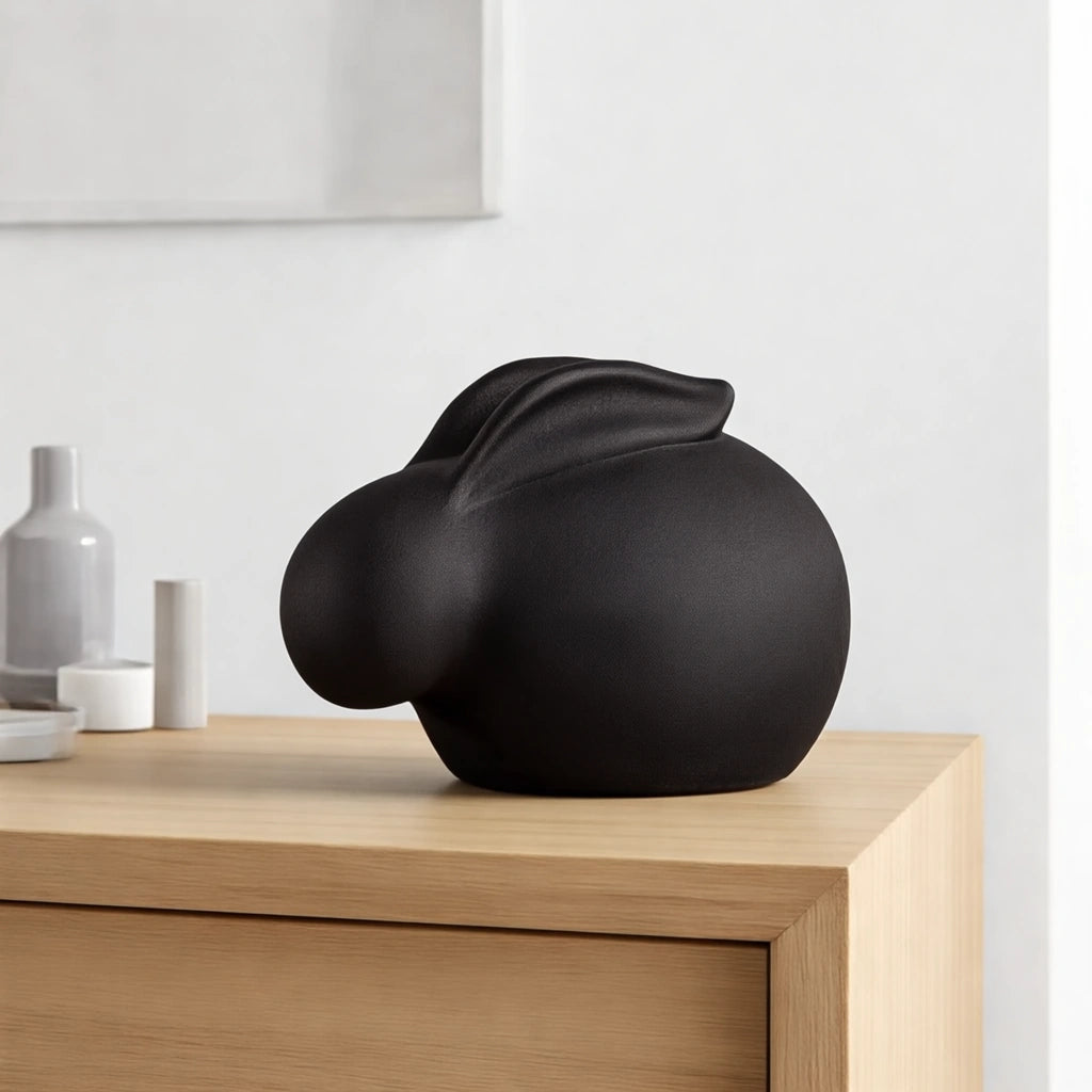 Sleeping Rabbit Pet Urn for Ashes in Black