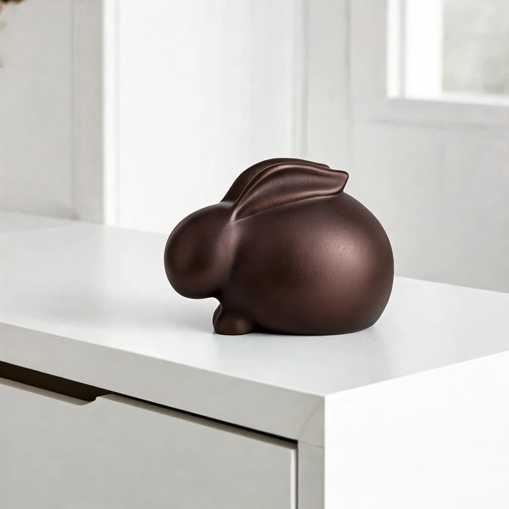 Sleeping Rabbit Pet Urn for Ashes in Bronze
