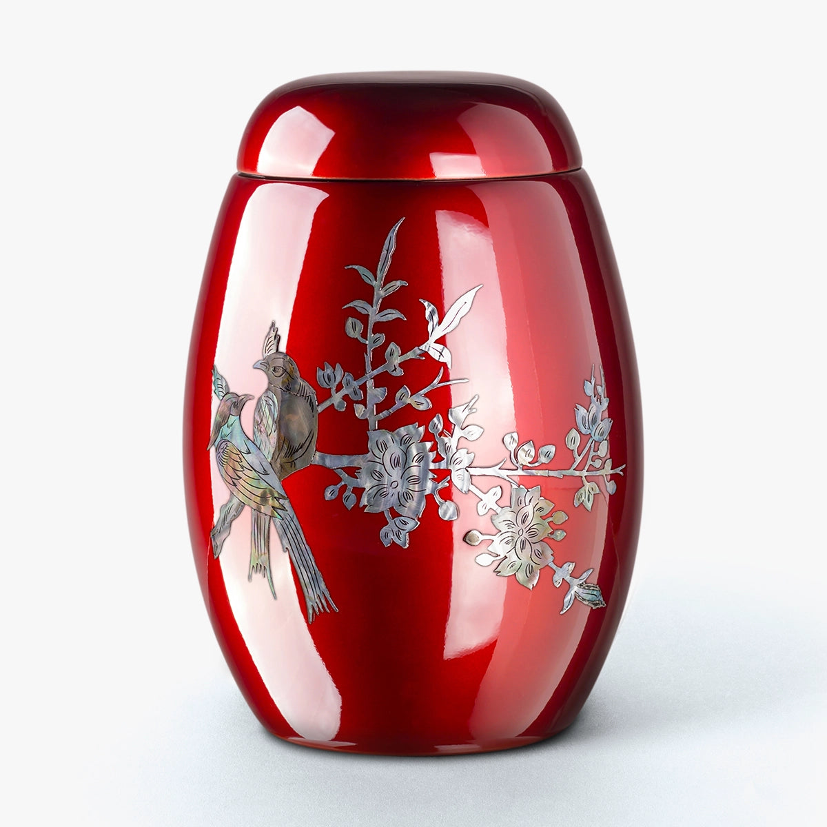 songbird fibreglass adult cremation urn for ashes in ruby red