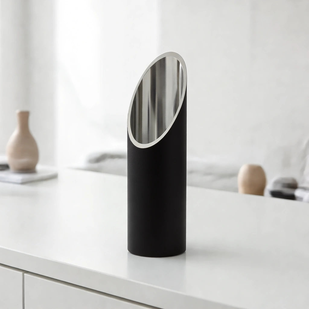 Stainless Steel Memorial Candle Urn for Ashes in Black - Medium