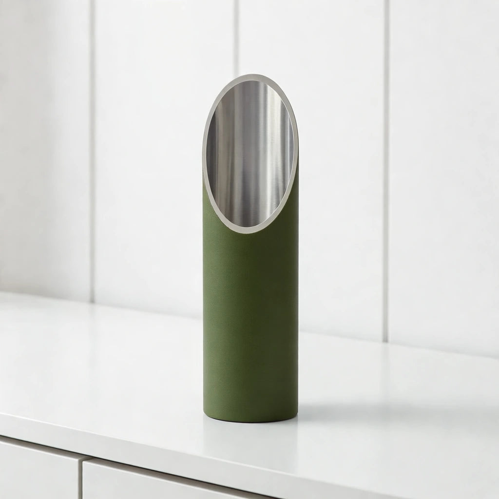 Stainless Steel Memorial Candle Urn for Ashes in Green - Medium
