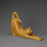 Stretching Cat Urn For Ashes Amber Front Right