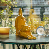 Stretching Cat Urn For Ashes Amber On Table Front Right
