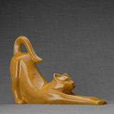 Stretching Cat Urn For Ashes Amber Right