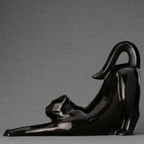 Stretching Cat Urn for Ashes in Glossy Black