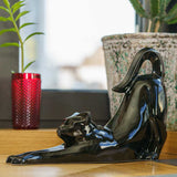 Stretching Cat Urn for Ashes in Glossy Black
