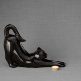 Stretching Cat Urn for Ashes in Glossy Black