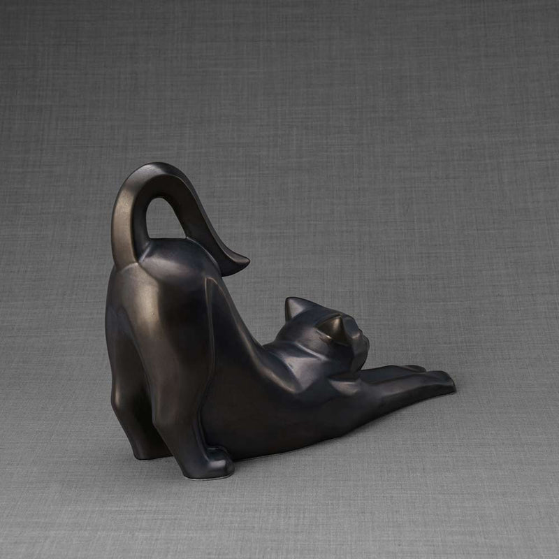 Stretching Cat Urn for Ashes in Matte Black