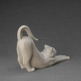 Stretching Cat Urn For Ashes Matte White Back Right