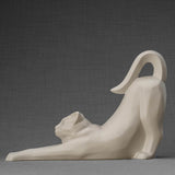 Stretching Cat Urn For Ashes Matte White Left