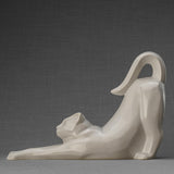 Stretching Cat Urn for Ashes in White