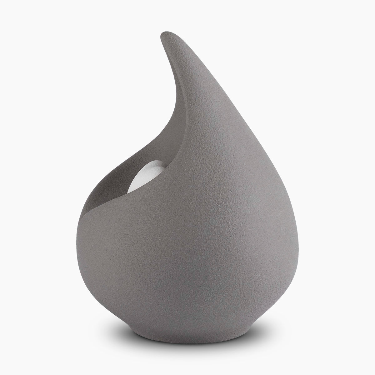 teardrop medium urn for ashes with heart in grey left view