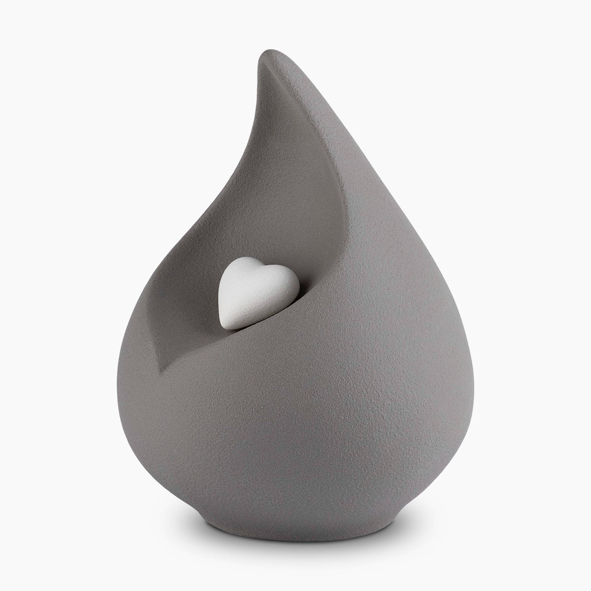 teardrop medium urn for ashes with heart in grey side left