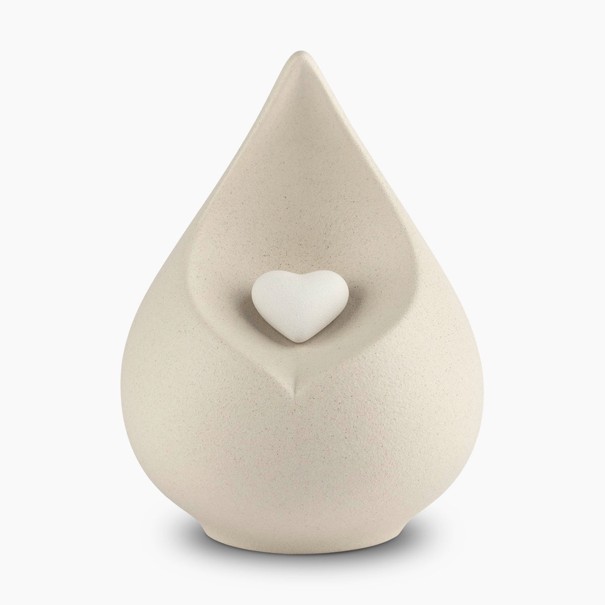 teardrop medium urn for ashes with heart in light beige