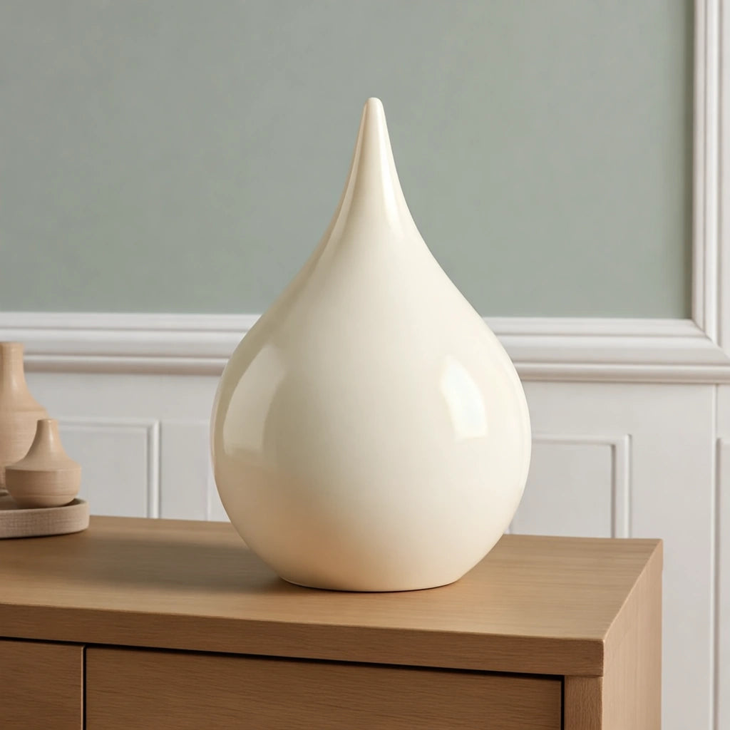 Teardrop Small Urn for Ashes in White