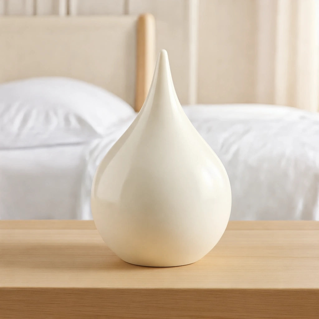Teardrop Small Urn for Ashes in White