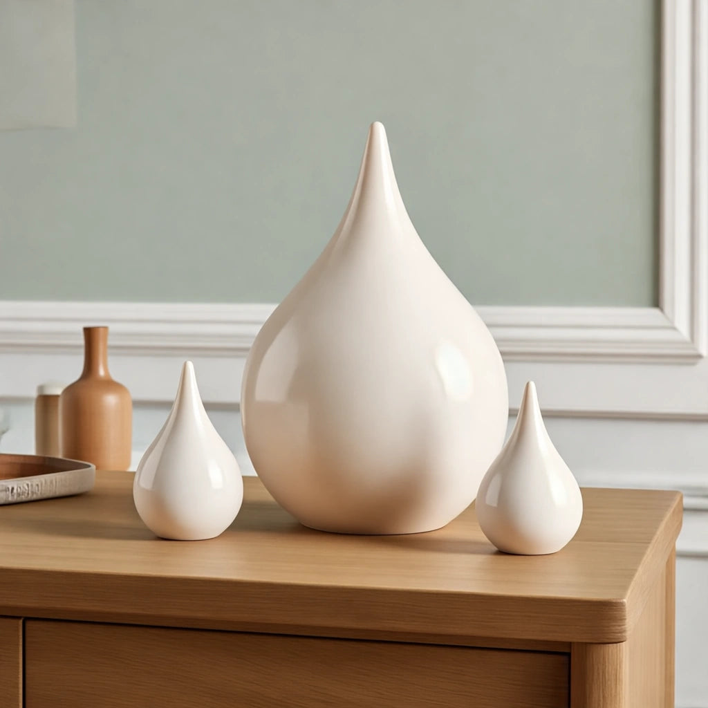 Teardrop Small Urn for Ashes in White