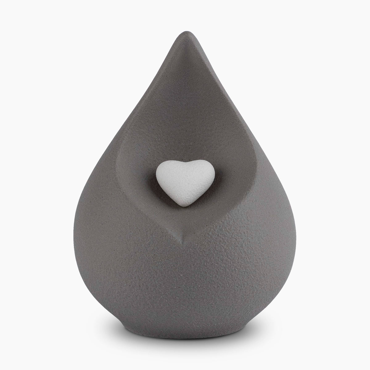 teardrop small urn for with heart ashes in grey