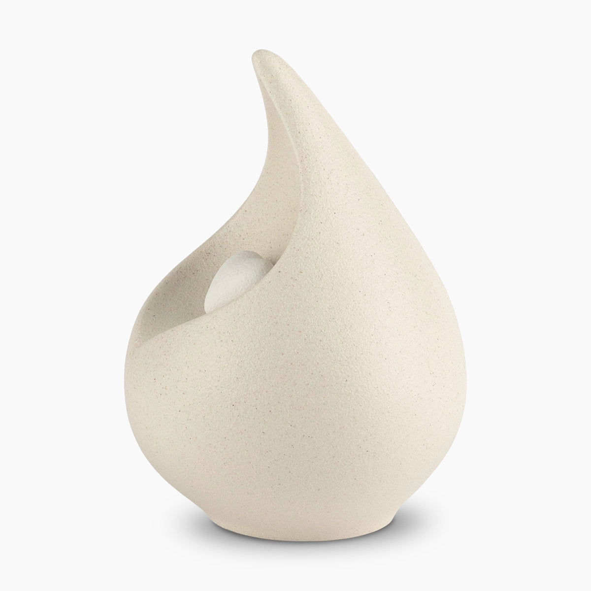 teardrop small urn for with heart ashes in light beige left view