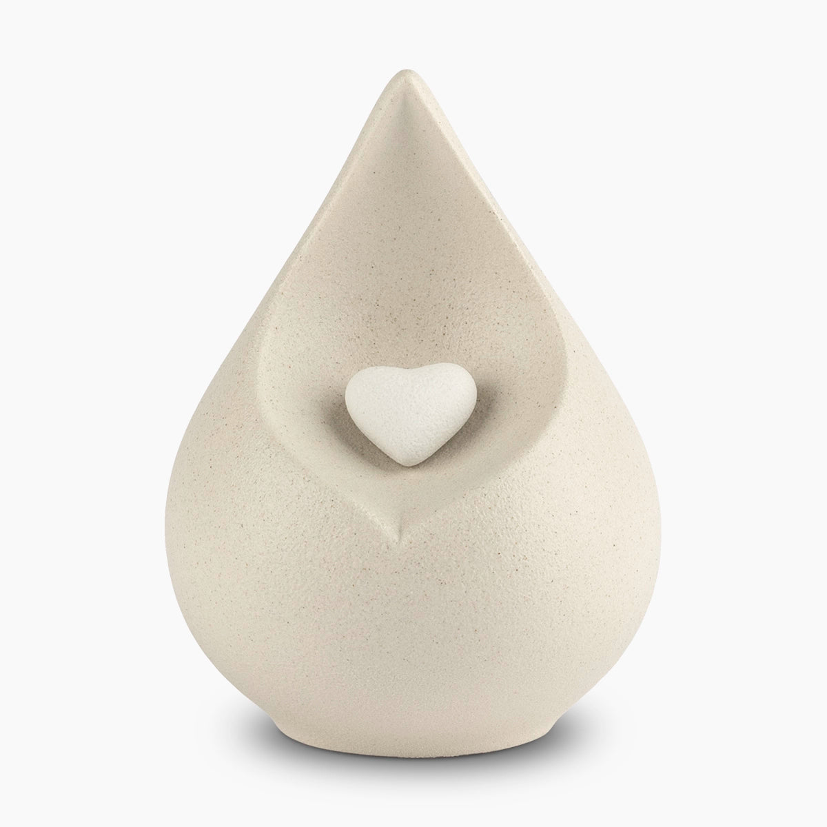 teardrop small urn for with heart ashes in light beige