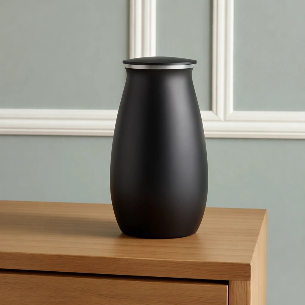 Tribute Metal Adult Cremation Urn for Ashes in Matte Black