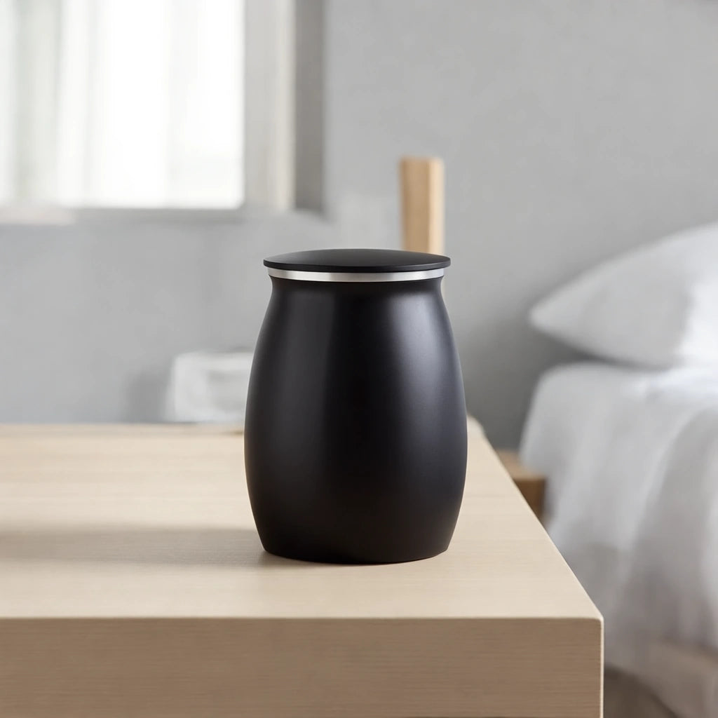 Tribute Metal Medium Urn for Ashes in Matte Black