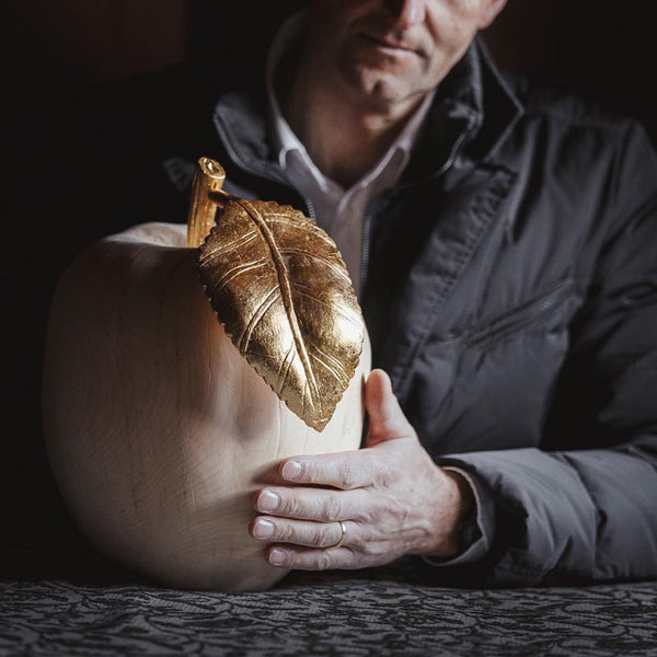 Apple Cremation Urn for Ashes Lime Wood Being Held