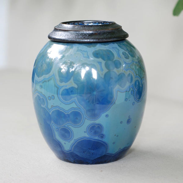 Aquamarine Ashes Keepsake Urn Front View