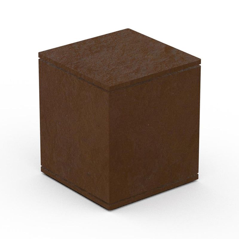 Box Ashes Keepsake Urn in Waxed Steel Front View
