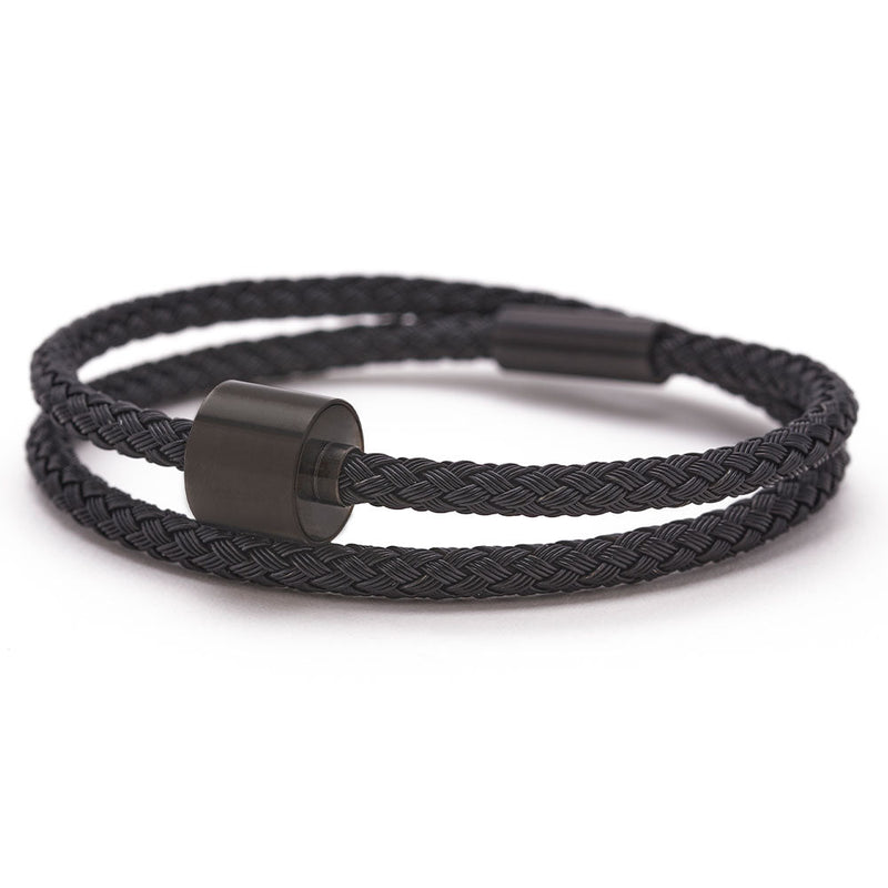 Braided Stainless Steel Ashes Bracelet for Men - Black Edition Black Zoomed
