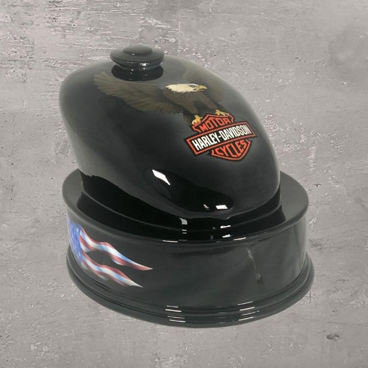 Branded Motorcycle Fuel Tank Cremation Urn for Ashes Harley Davidson Eagle