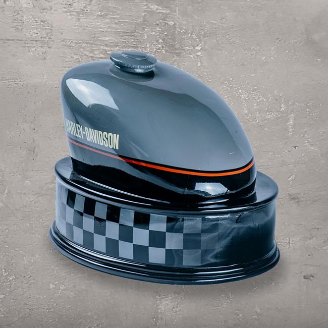 Branded Motorcycle Fuel Tank Cremation Urn for Ashes Harley Davidson Grey