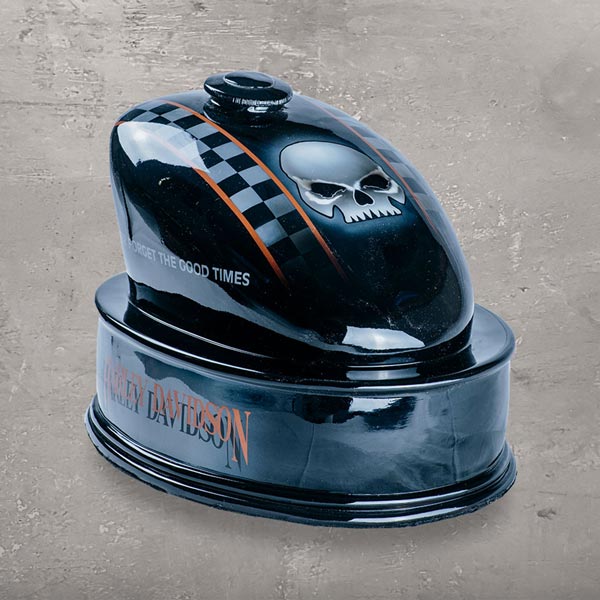 Branded Motorcycle Fuel Tank Cremation Urn for Ashes Harley Davidson Skull