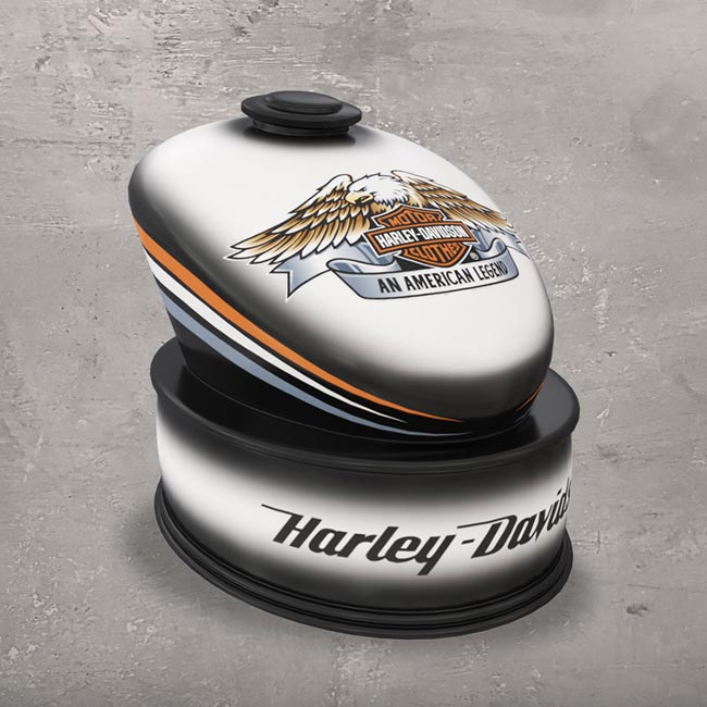 Branded Motorcycle Fuel Tank Cremation Urn for Ashes Harley Davidson White Eagle
