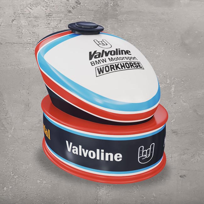 Branded Motorcycle Fuel Tank Cremation Urn for Ashes Valvoline