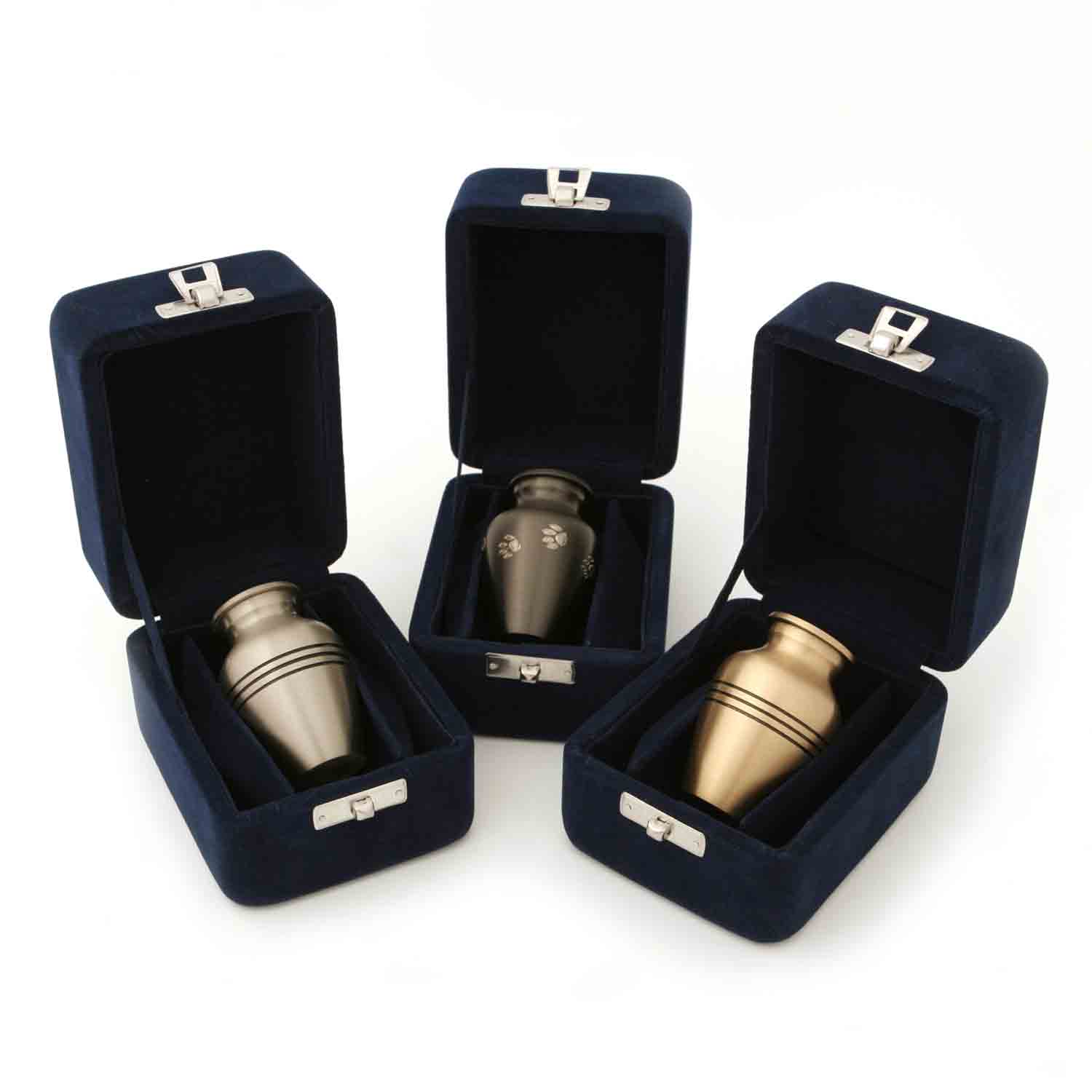 Brass Classic Ashes Keepsake for Pet with Pewter Bronze Paw Prints Finish with Presentation Boxes