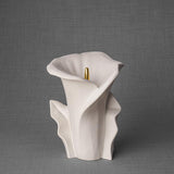 Calla Lilly Medium Cremation Urn for Ashes Matte White Front View
