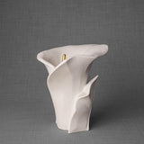 Calla Lilly Medium Cremation Urn for Ashes Matte White Left View