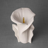 Calla Lilly Medium Cremation Urn for Ashes Matte White Top View