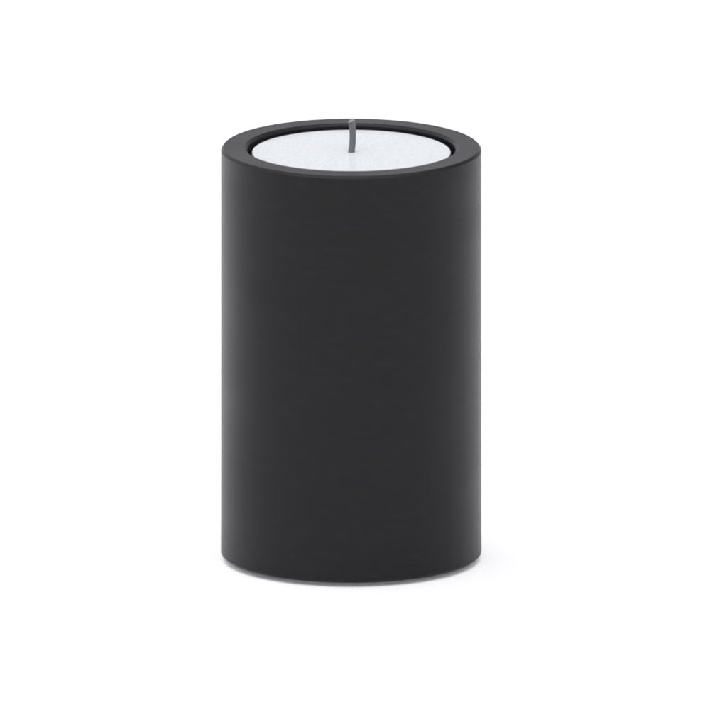 Candle Ashes Miniature Keepsake Urn in Matte Black Stainless Steel Front View