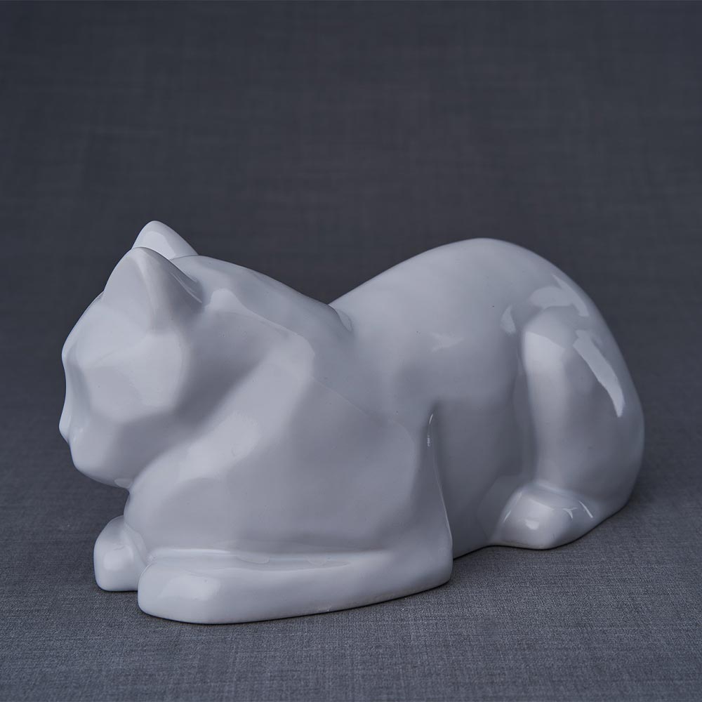 Cat Cremation Urn For Pets Ashes In White Left View
