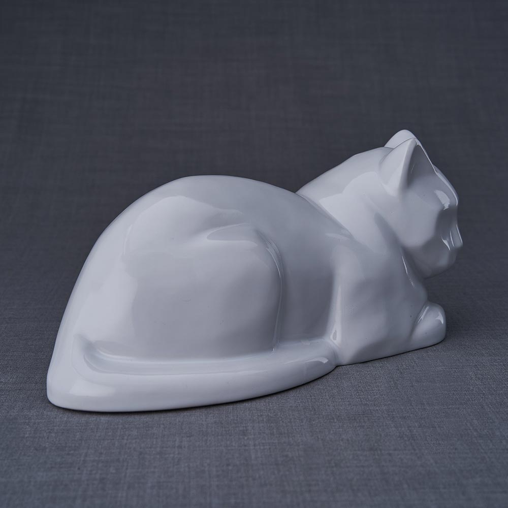 Cat Cremation Urn For Pets Ashes In White Right View